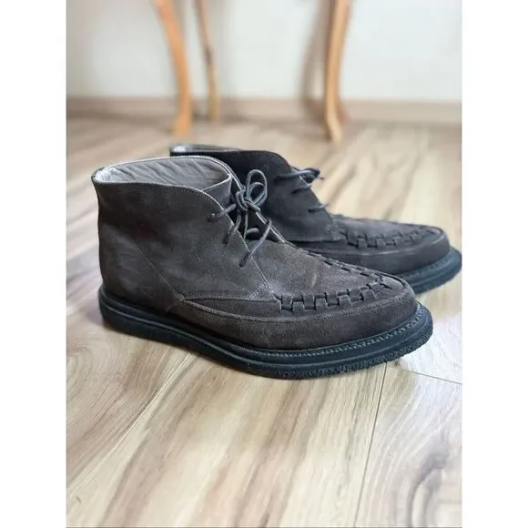 AllSaints Mens Brown Leon Suede Leather Lace Up Woven Chukka Boots Size 42 - Picture 11 of 14